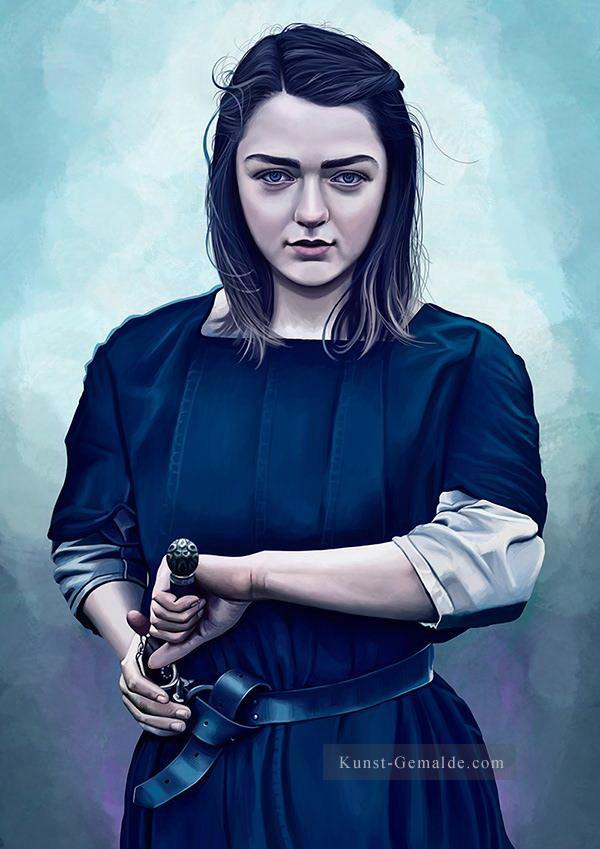 Porträt von Arya Stark als Krieger Spiel der Throne Ölgemälde